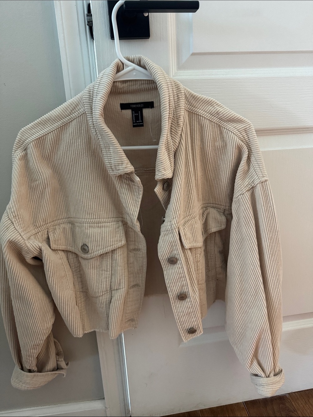 Forever 21 Beige/Cream Corduroy Cropped Jacket